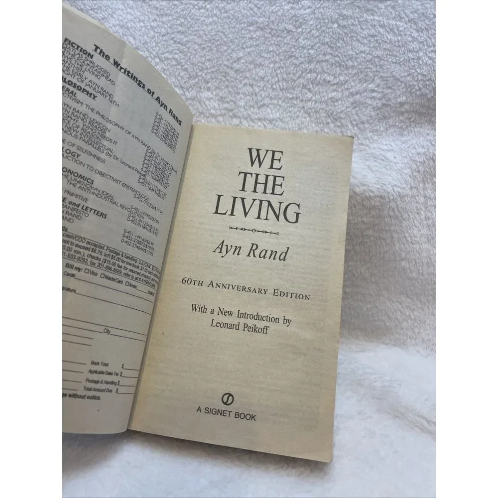 We the Living by Ayn Rand (1995, Mass‎ Market) 60th Anniversary Edition